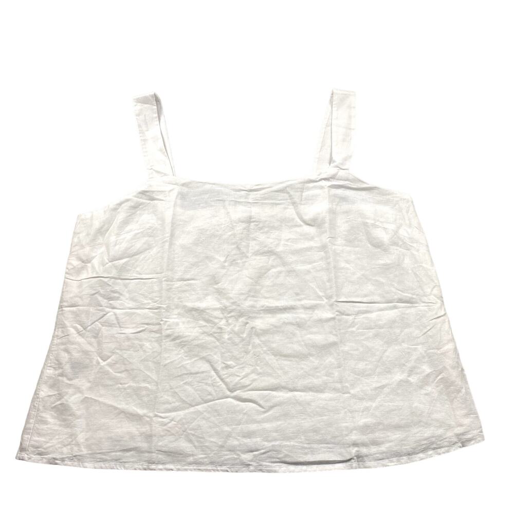 J.Crew Top Women XXL White Linen Tank Square Neck Lined Summer NWT CA207